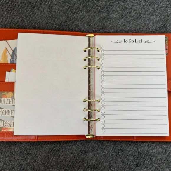 Vibrant Orange Leather Journal with Gold Rings - Picture 6 of 16